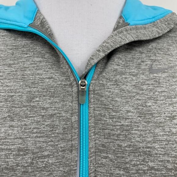 Nike Top Womens Small Gray Pool Blue Dri Fit Element Half Zip Running Space Dye - Picture 4 of 13